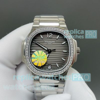 PDF Factory Swiss Replica Patek Philippe Nautilus Ladies' Grey Dial Diamond Watch 